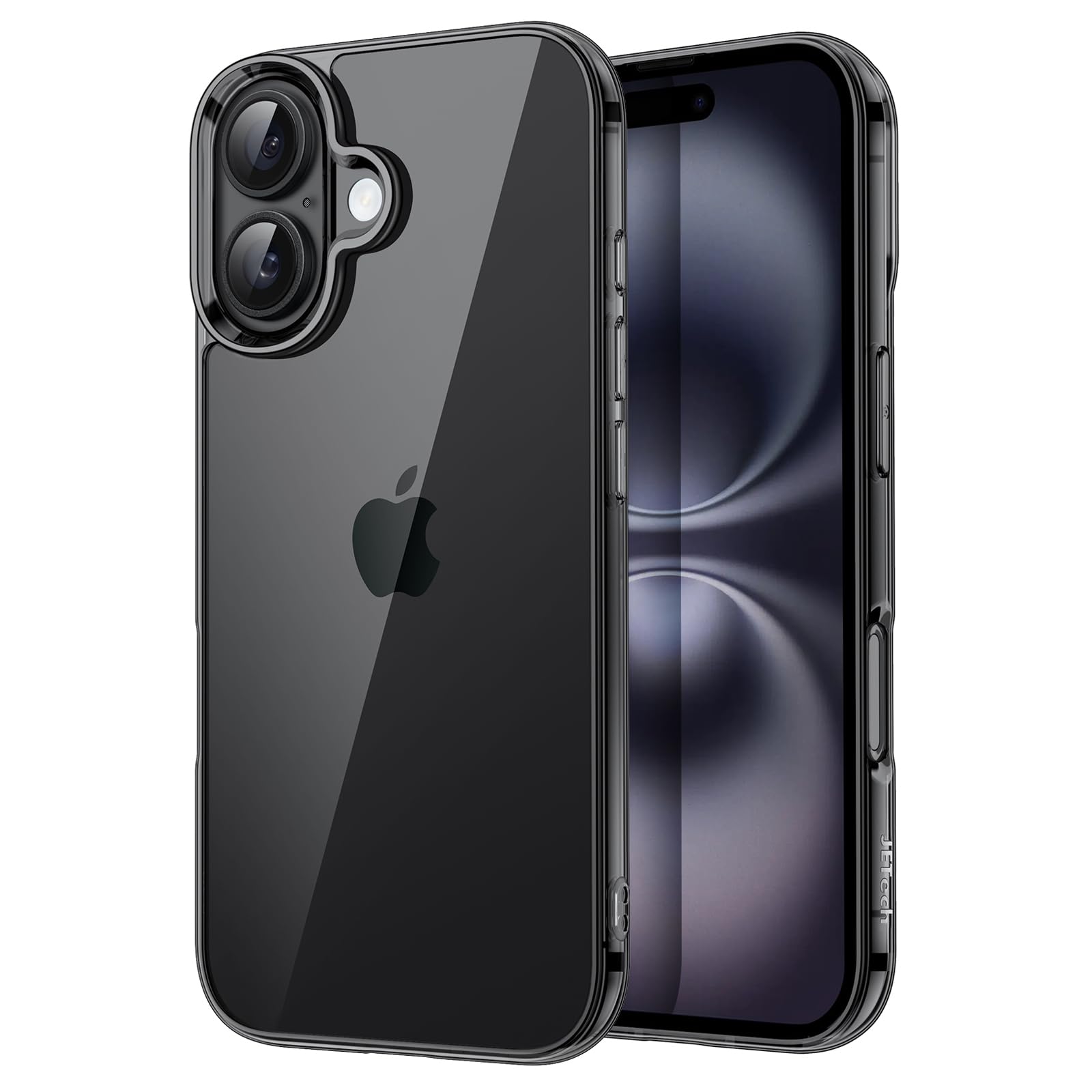 JETech Case for iPhone 16 6.1-Inch, Non-Yellowing Shockproof Phone Bumper Cover, Anti-Scratch Clear Back (Black)