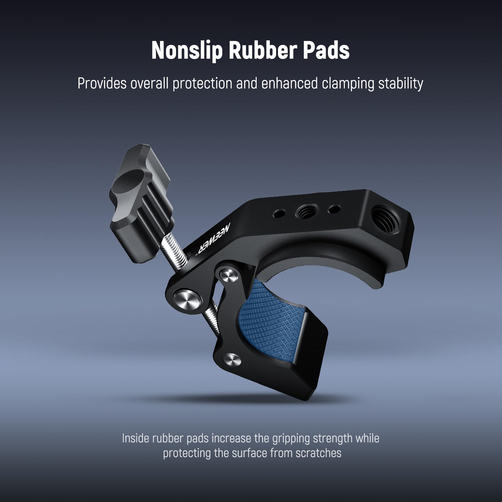 Neewer Super Clamp With Cold Shoe And Threaded Holes 1/4'' 3/8'', Max Load 2Kg, Crab Shaped Clamp Holder For Most Photography Ac