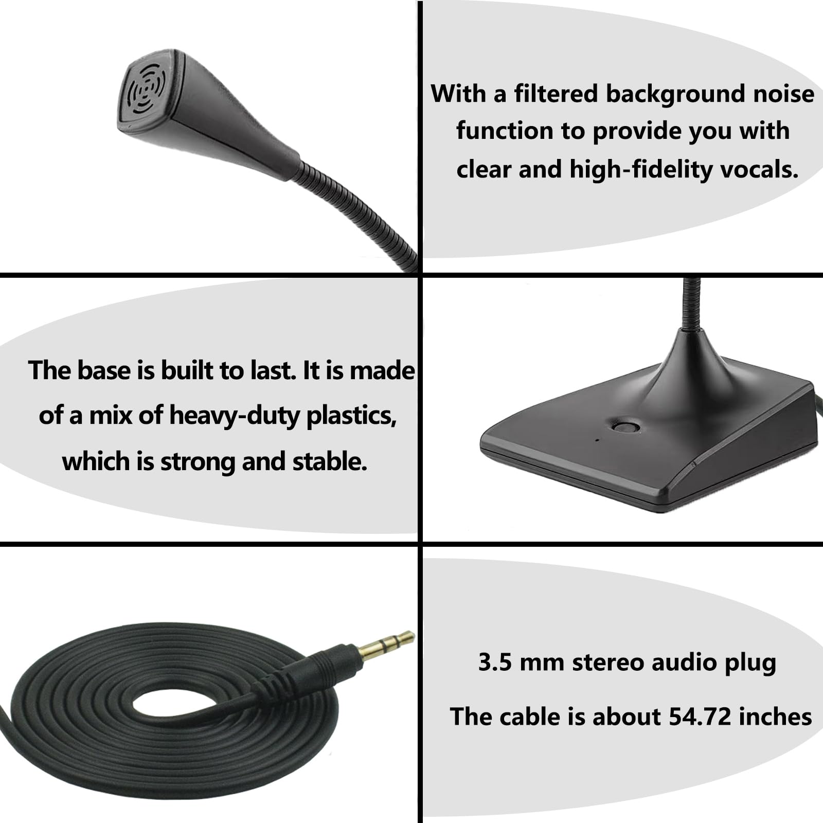 Landibo 3.5Mm Pc Microphone,Professional Adjustable Gooseneck Streaming Mic Compatible With Pc/Mac Driverless Plug And Play, Rec