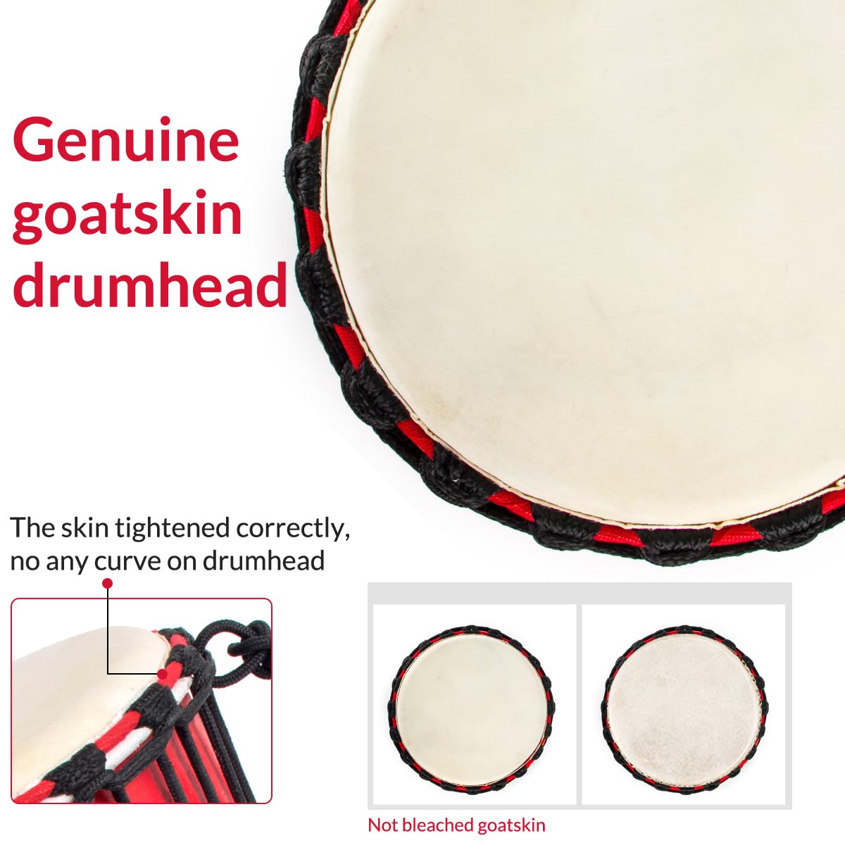 Djembes Drum Aklot African Drum Hand-Painted 9.5 X 20 Mahogany Goatskin Drumhead For Adults Starter Beginners