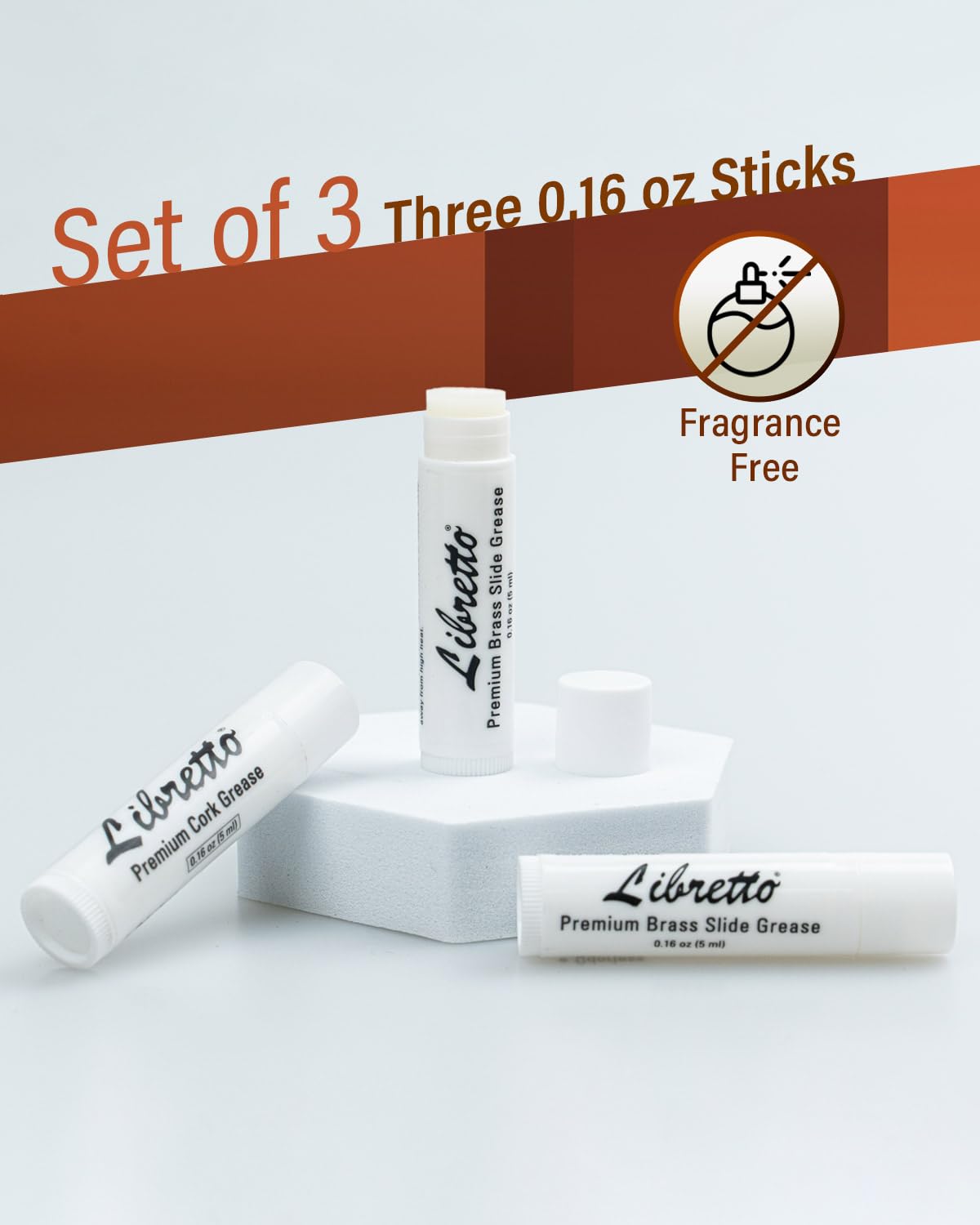 Libretto Tuning Slide Grease, Set Of 3, Odorless, Smooth, Pure, Materials From Japan, Special Blended Formula, For Trumpet, Fren