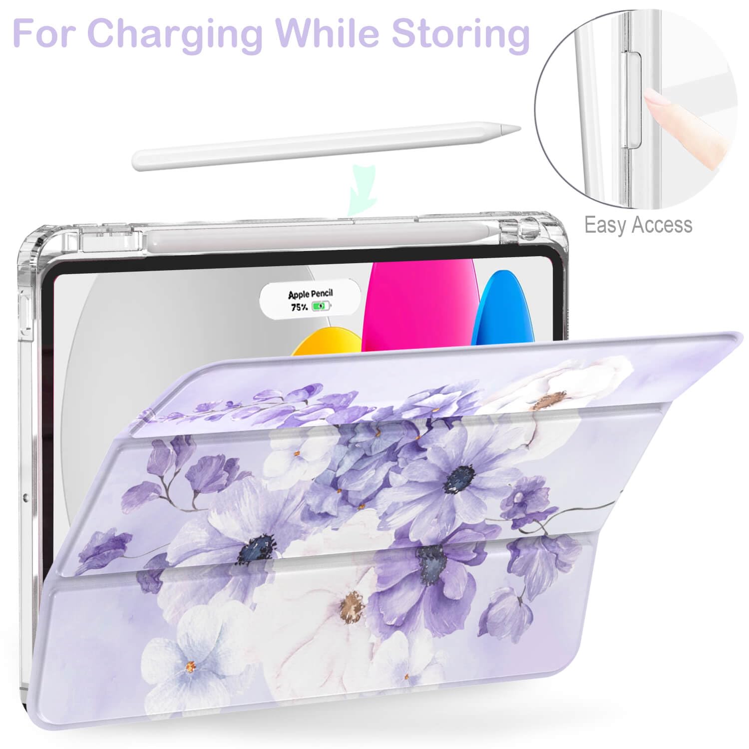 Feams Case For Ipad Air 11 Inch M2 (2024), Ipad Air 5Th Generation Case, Trifold Ipad Air 5Th/4Th 10.9 Inch 2022/2020 Case Clear