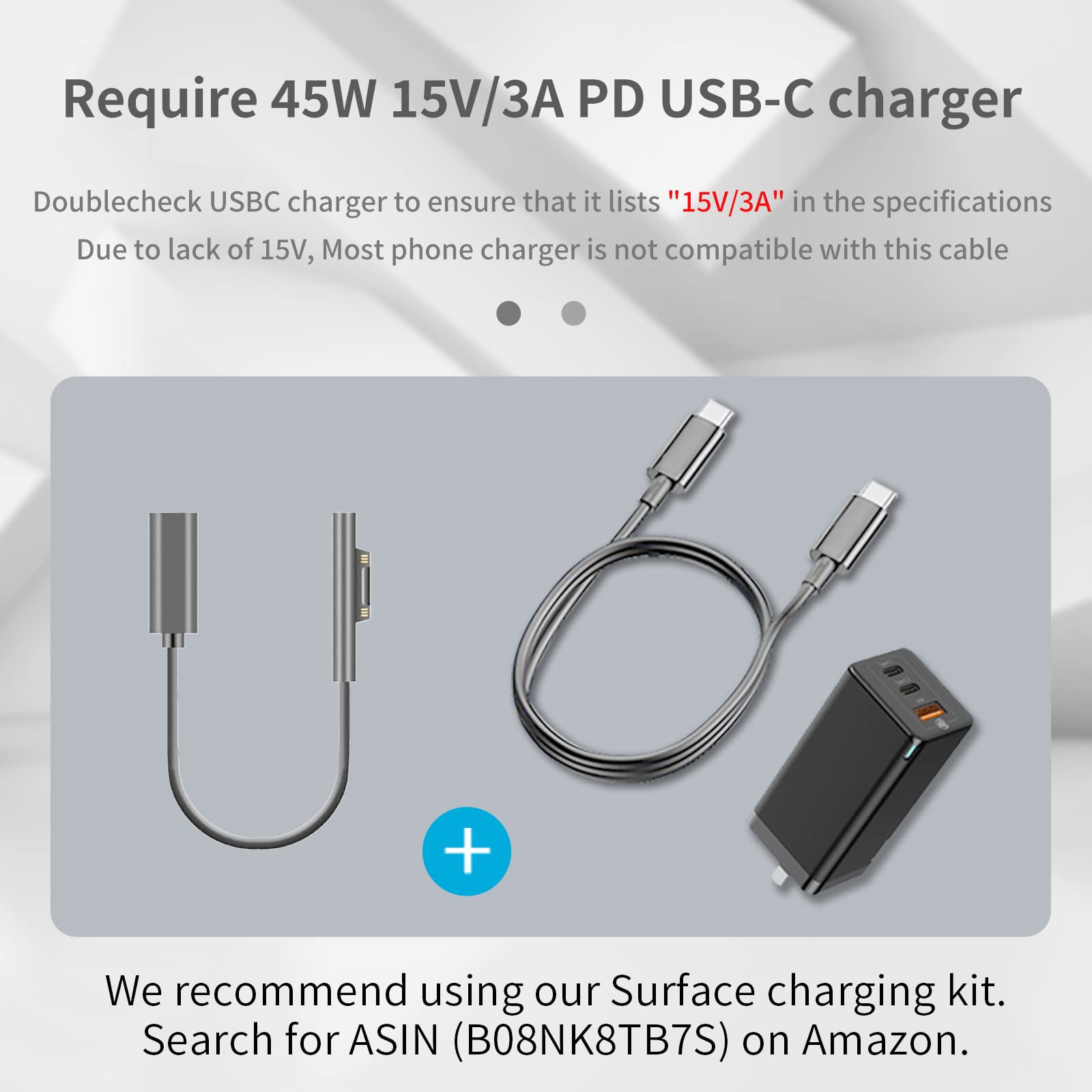 Sisyphy Surface To Usb C Charging Cable (Female Usb C, 20 Cm), Compatible With Microsoft Surface Pro 7/6/5/4/3 Go3/2/1 Laptop4/3