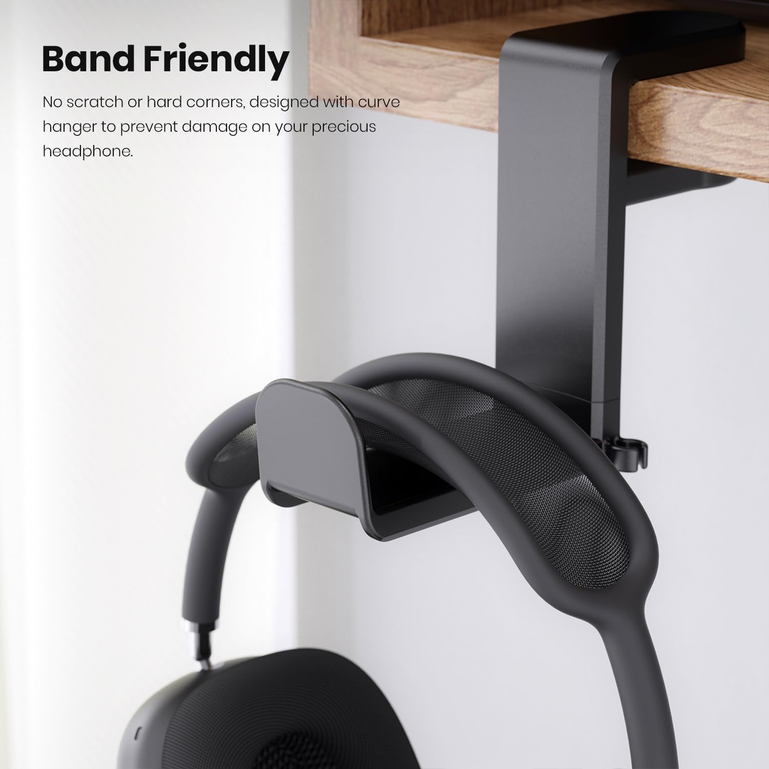 Pc Gaming Headset Headphone Hook Holder Hanger Mount, Headphones Stand With Adjustable & Rotating Arm Clamp, Under Desk Design,