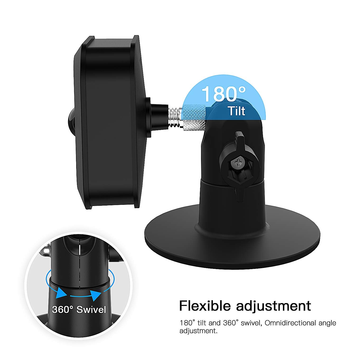 Holaca Screwless Wall Mount Brackrt For Blink Outdoor 4/3 Camera Blink Xt2/Xt Blink Indoor Blink Mini2/1, Easy To Install, No Tools Needed, No Drilling, Strong 3M Adhesive Mount Kit(Black 2 Pack)