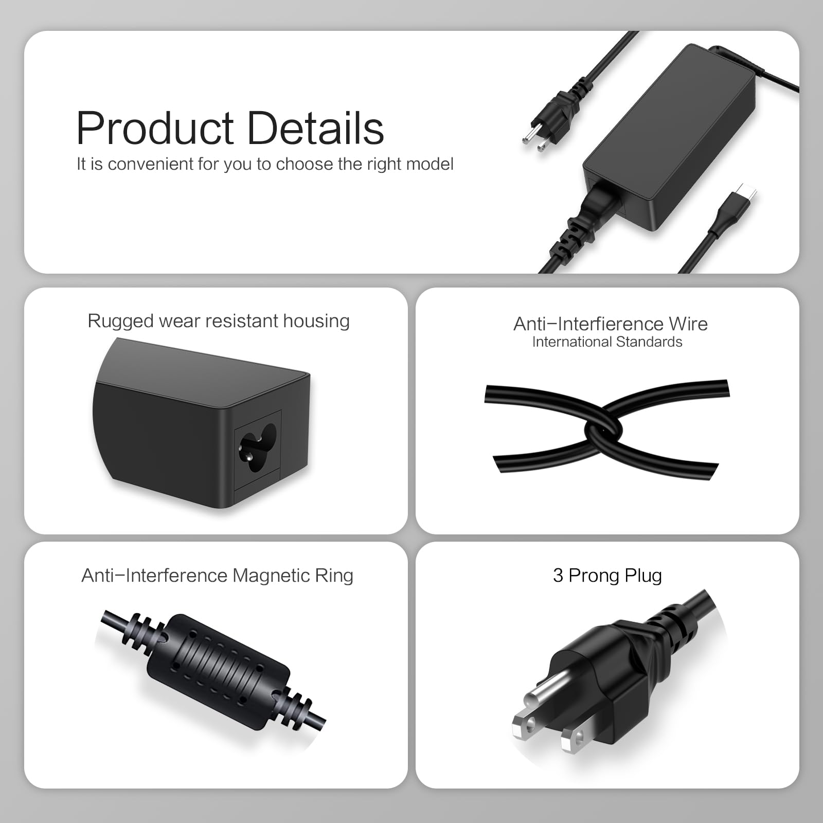 Universal Chromebook Charger, 65W 45W Usb C Laptop Charger For Hp Chromebook Charger, Replacement For Dell, Google Chromebook Ch