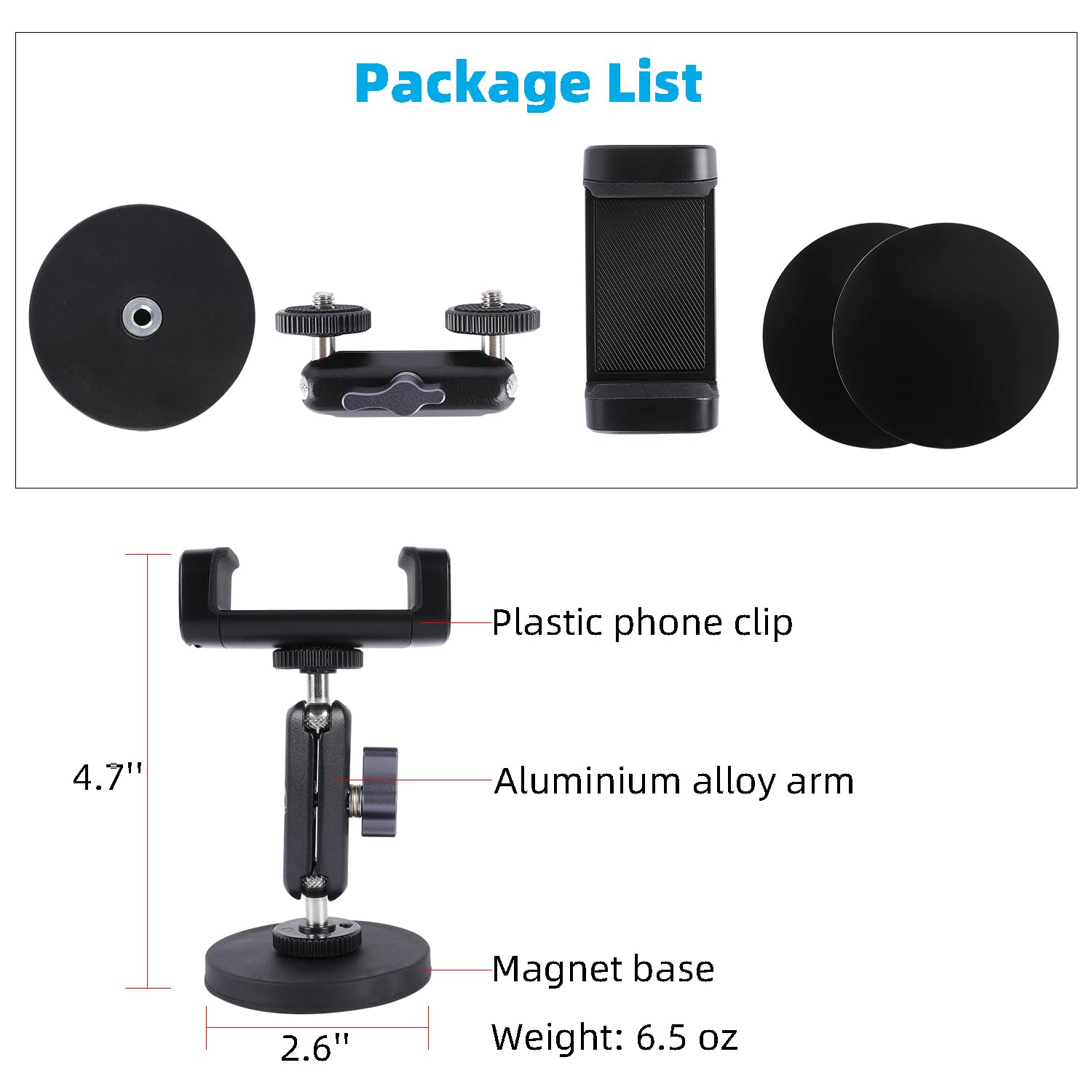 Gym Magnetic Phone Holder Mount With 360 Adjustable Dual Ballhead Magic Arm, Magnet Base Phone Mount For Gym Equipment, Refriger