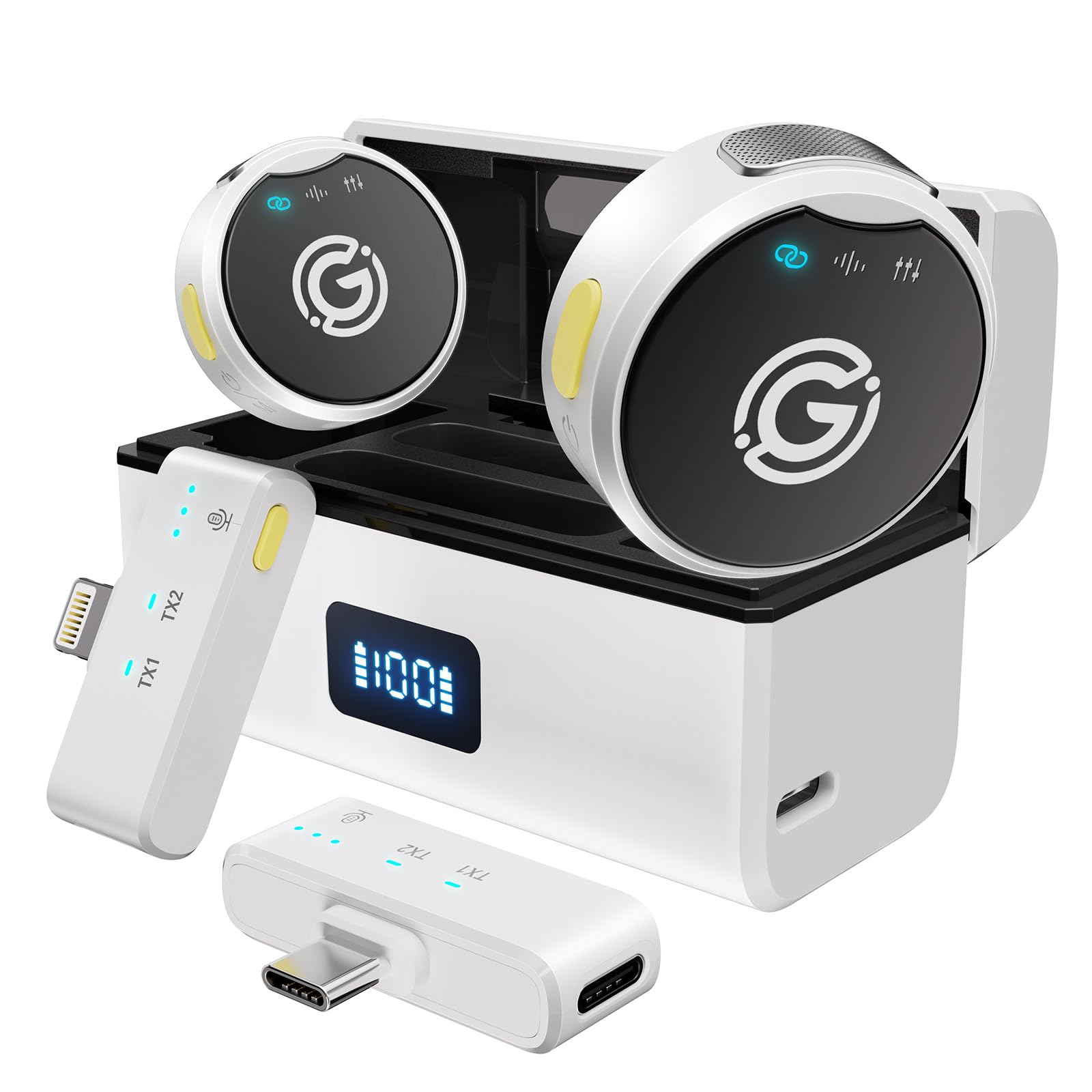 Gamiity Wireless Lavalier Microphone For Iphone/Android With Lightning, Usb C Mini Lapel Microphone Wireless, Noise Cancellation