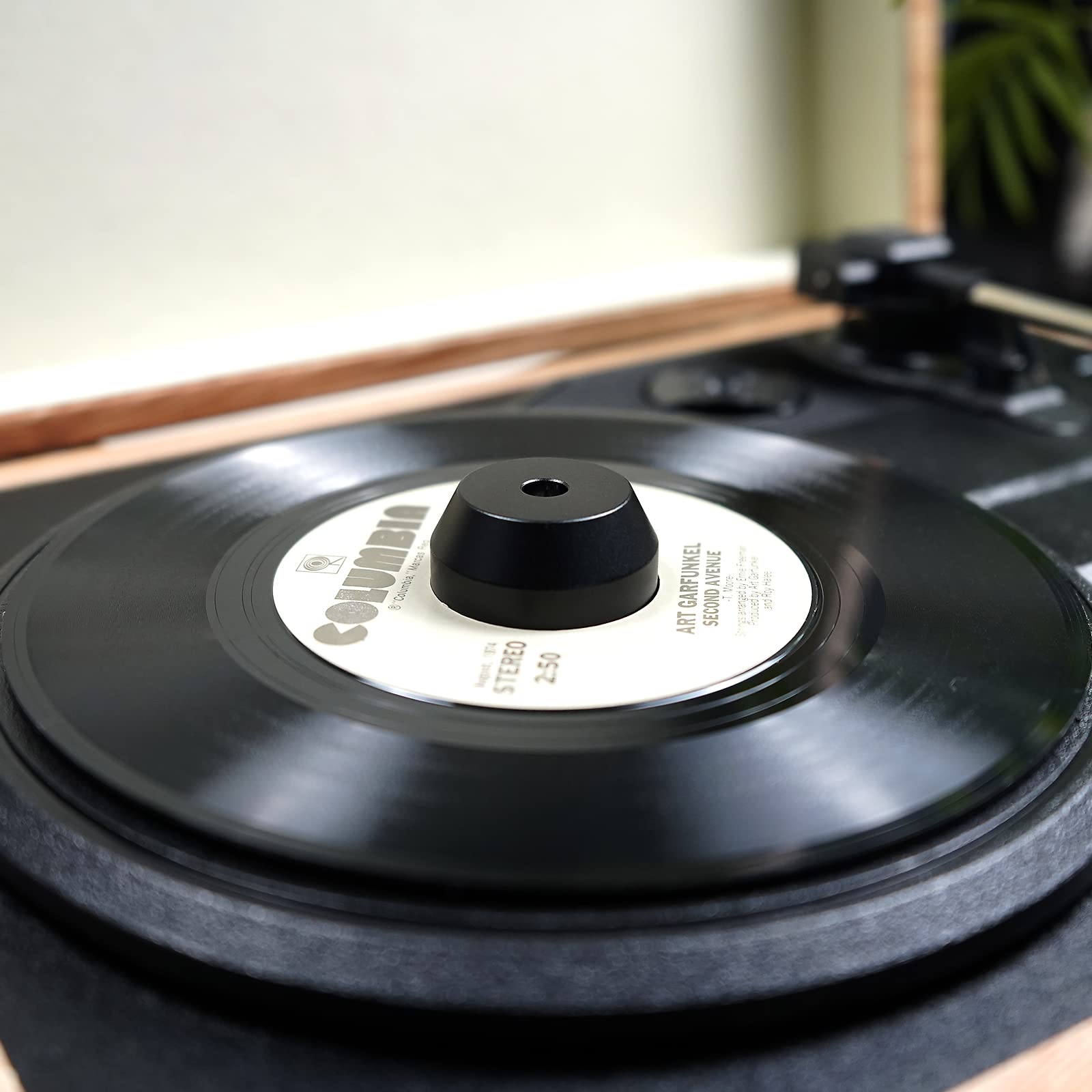 Sdroceryam 45 Rpm Record Adapter Solid Aluminum 7 Inch Vinyl Record Dome 45 Adapter For Turntables (Black)