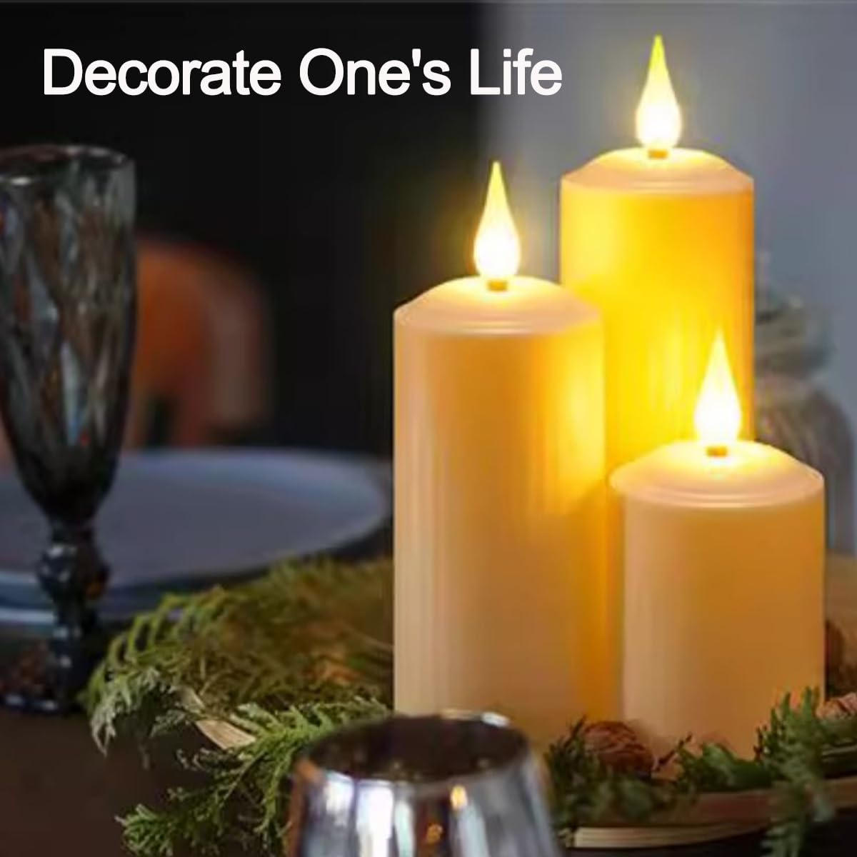 Ledholyt Led Flameless Candle, Outdoor Flickering Pillar Candle,Rechargeable Ip44 Waterproof Electronic Candle With Remote Contr