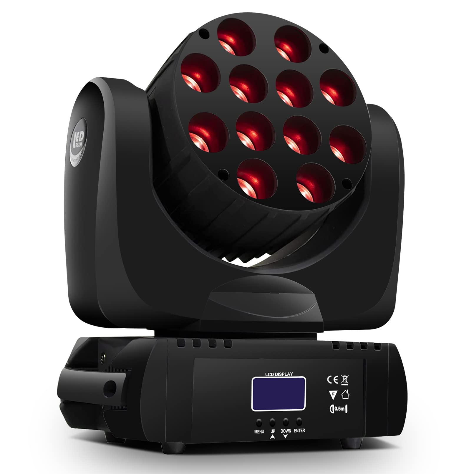 SHEHDS Moving Head Light Beam Wash LED 12x12W RGBW 4in1 DJ Lights Lighting Professional 9/16 Channels DMX512 Sound Activated Str