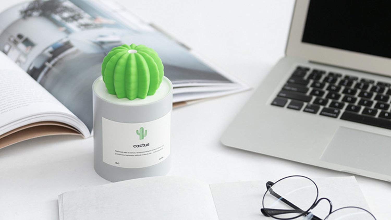 Uodbuyo Mini Humidifier, 280Ml Usb Cool Mist Portable Cactus Air Humidifier, Ultra Quiet Operation For Bedroom Home Office Desk