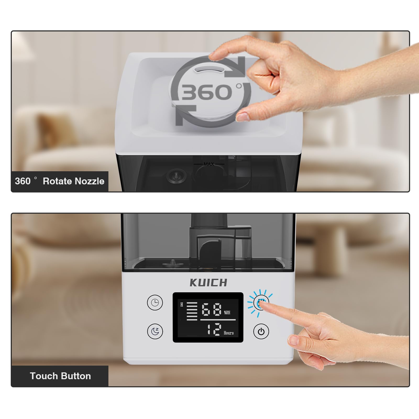 2.4L Air Humidifiers For Bedroom Baby   26Db Quiet Cool Mist Air Humidifier For Nursery & Plants, Top Fill Air Humidifier Lasts