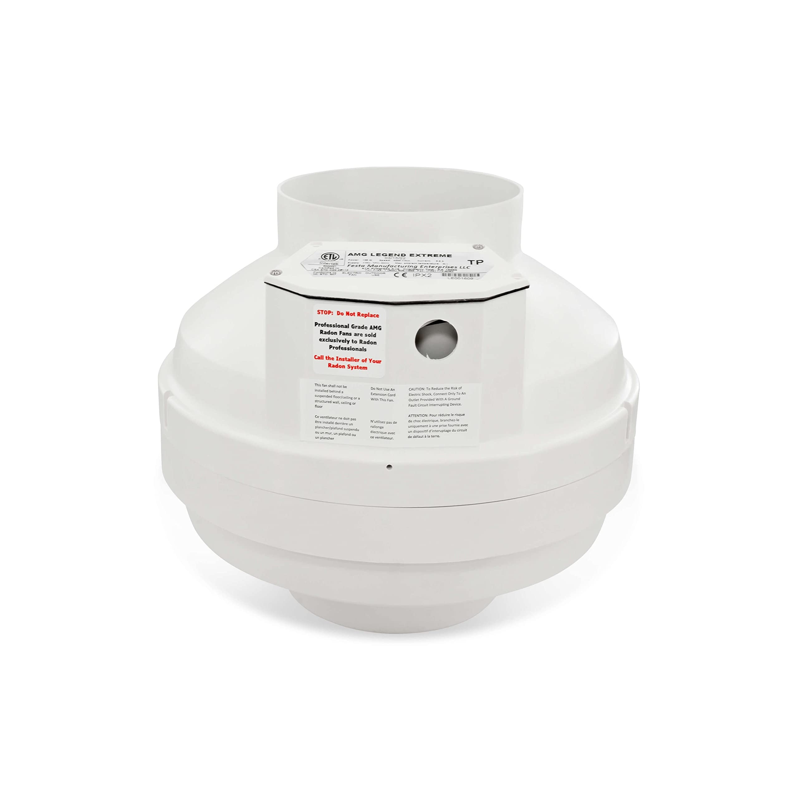 Festa Radon Amg Legend Extreme Radon Fan   Quiet And Energy Efficient 571 Cfm Radon Mitigation System Inline Fan   6'' Electric