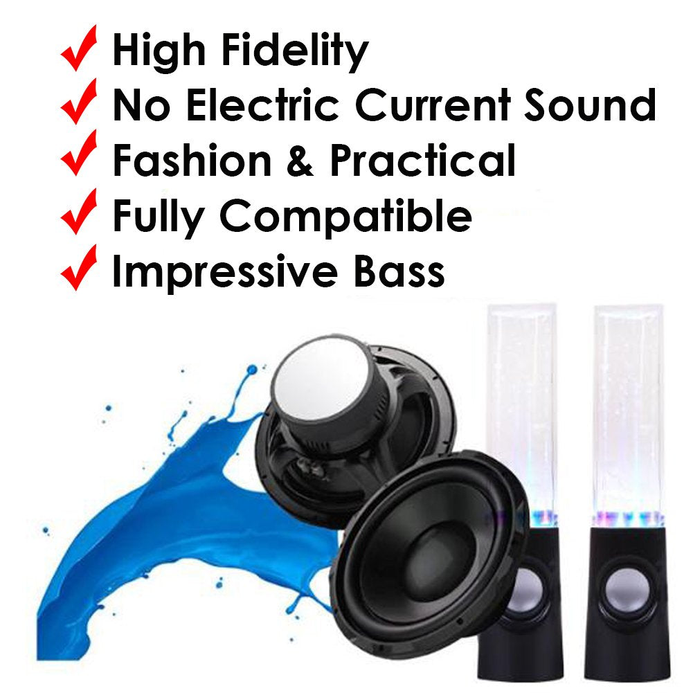 Aolyty Colorful Led Water Speaker With Dancing Fountain Light Show Sound For Pc, Mp3 Player, Laptops, Smartphone Black