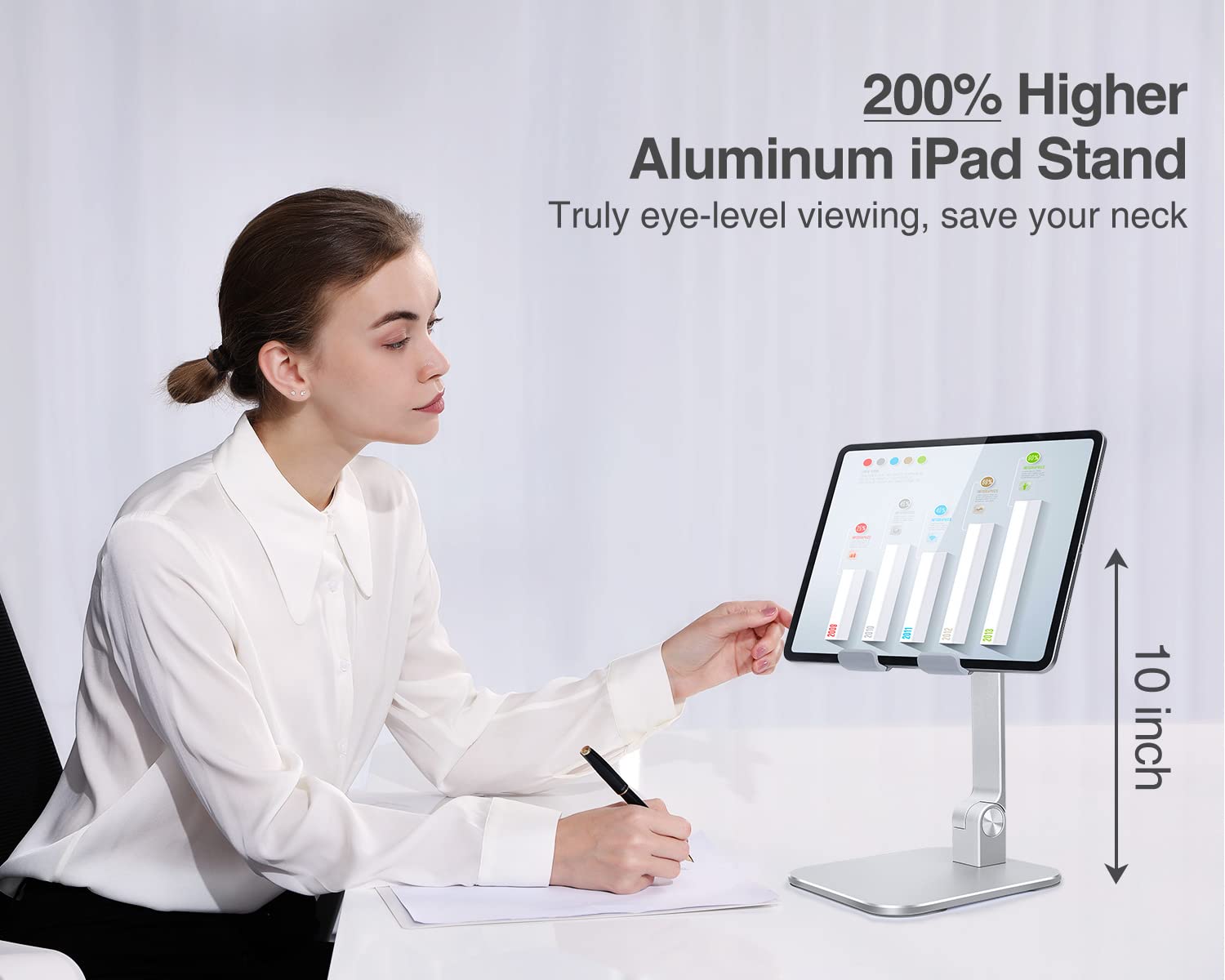 Elitehood Aluminum Ipad Stand, Adjustable Ipad Stand Holder For Desk, Desktop Tablet Stand Dock For Ipad Pro 12.9 11, Ipad Air M