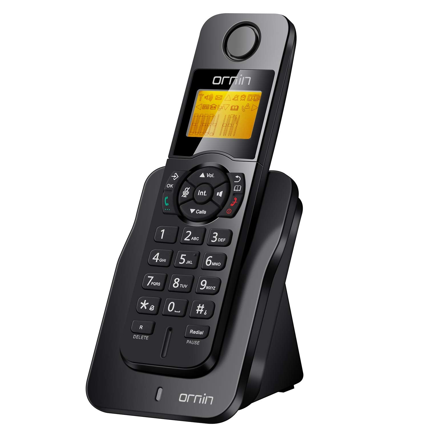 Ornin D1005 Cordless Phone for Home and Office, Caller ID, Speakerphone, Rubber Oil Injection(Single Pack, Black)