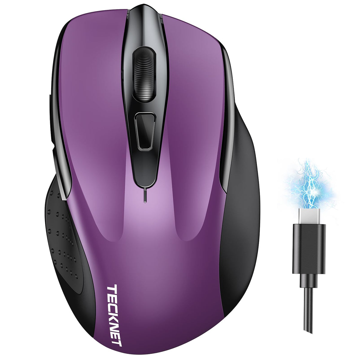 Tecknet Wireless Mouse (Bt5.0/3.0 & 2.4G) Rechargeable 4800 Dpi Silent Mouse 8 Buttons Bluetooth Mouse, Usb A Mouse Wide Compati