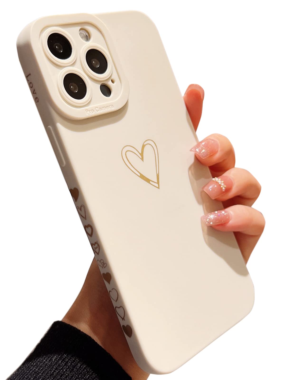 Qokey For Iphone 11 Pro Case 5.8'' 2019(Not Fits 11/11 Pro Max), Side Back Cute Plated Love Heart With Anti Fall Lens Cameras Co