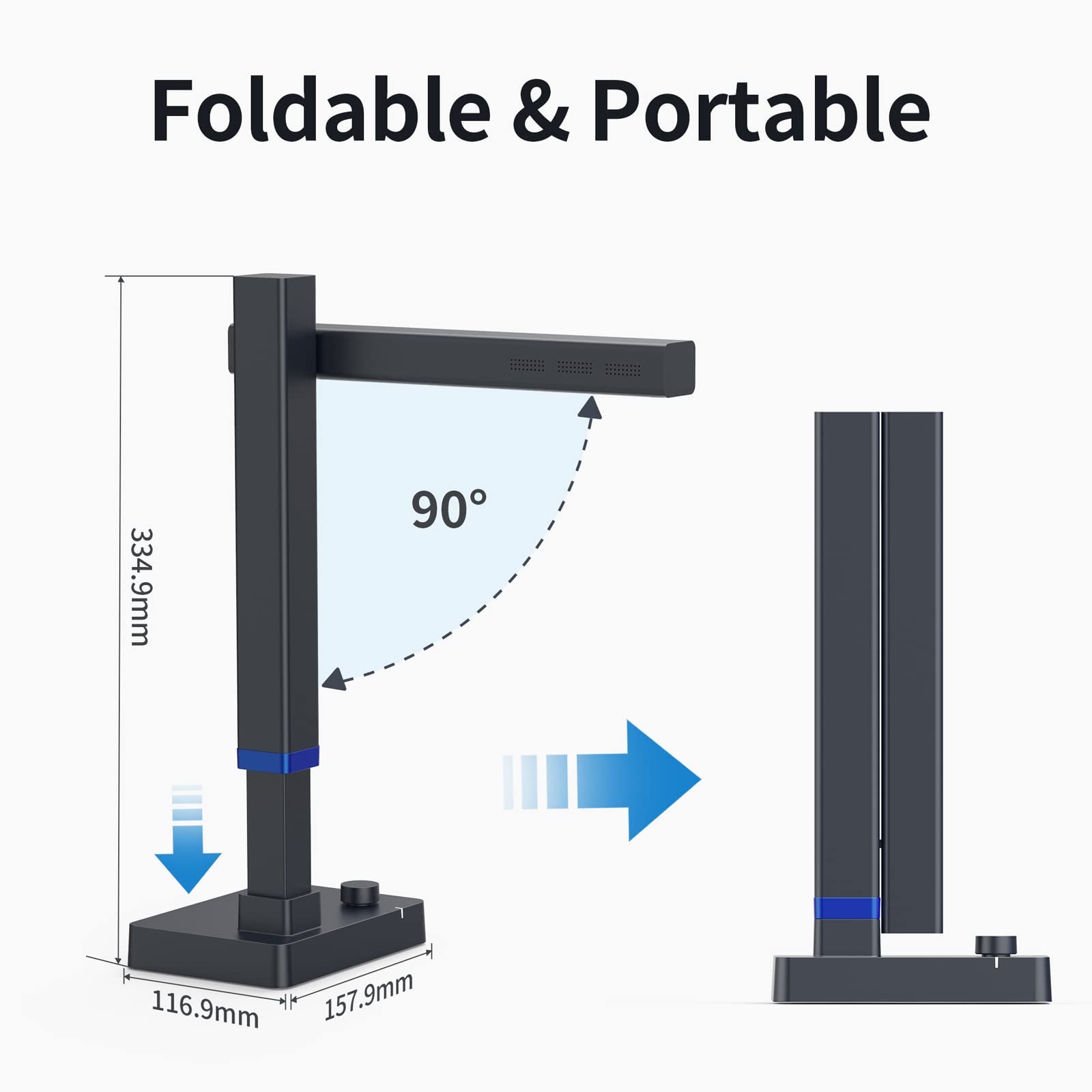 Czur Shine Ultra Smart Portable Document Scanner, Usb Book Scanner With Ocr Auto Flatten & Deskew, Document Camera For Desktop/L