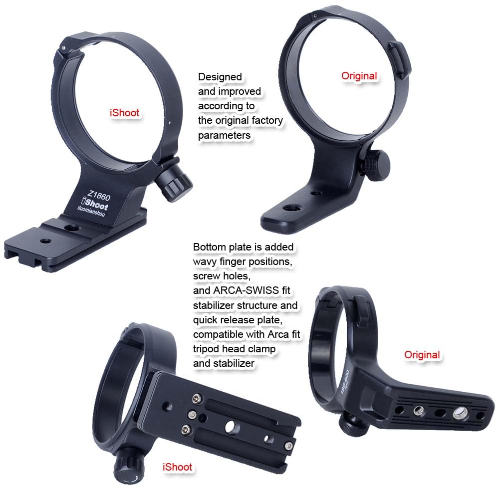 Ishoot Metal Lens Collar Tripod Mount Ring Compatible With Nikon Nikkor Z 180 600Mm F5.6 6.3 Vr, Lens Support Holder Bracket Bot