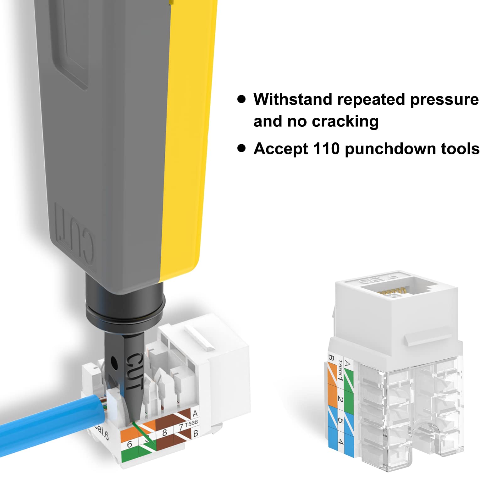 Vcelink Rj45 Cat6 Keystone Jacks Ul Listed Slim Profile, 10 Pack Ethernet Punch Down Keystone Utp, 90 Degree Modular Keystone Co