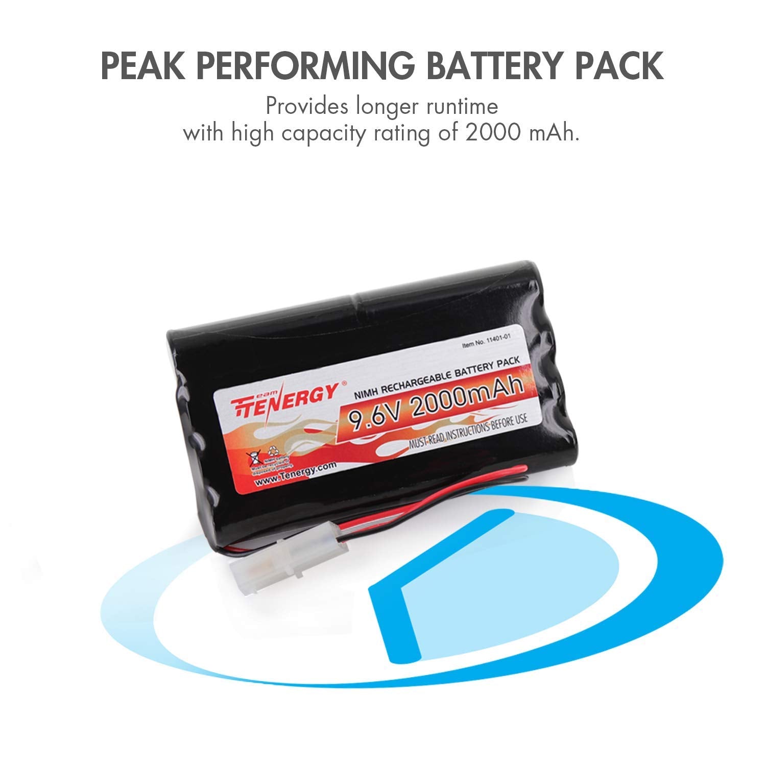 Tenergy Nimh Battery Pack 9.6V Rc Battery, High Capacity 2000Mah Rechargeable Flat Battery W/Standard Tamiya Connector + 9.6V Ni