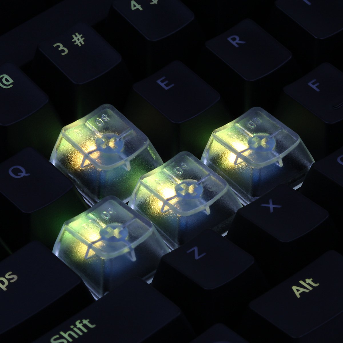 Max Keyboard Translucent Cherry Mx Keycap Set For Esc, W,A,S,D Or E,S,D,F And Arrow Keys (Clear Translucent   Blank/No Print)