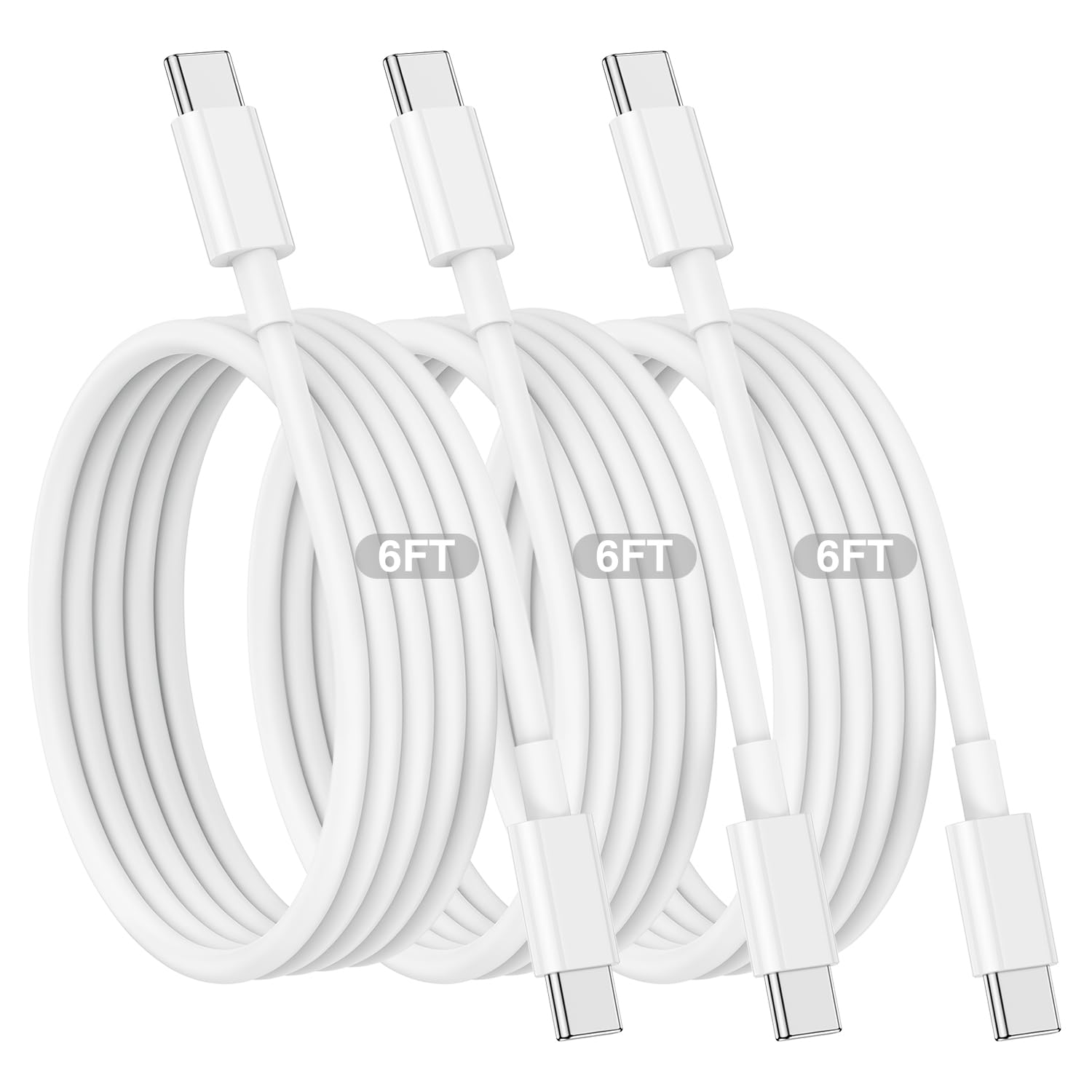 3 Pack 6FT 60W USBC to USBC Fast Charging Cable for iPhone 17 Samsung S26