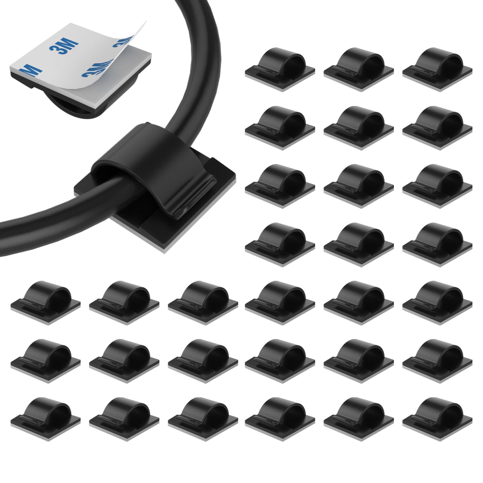 Linkdocs 30 Pieces Adhesive Cable Clips Wire Clips Cable Wire Management Wire Cable Holder Clamps Cable Tie Holder For Car, Offi