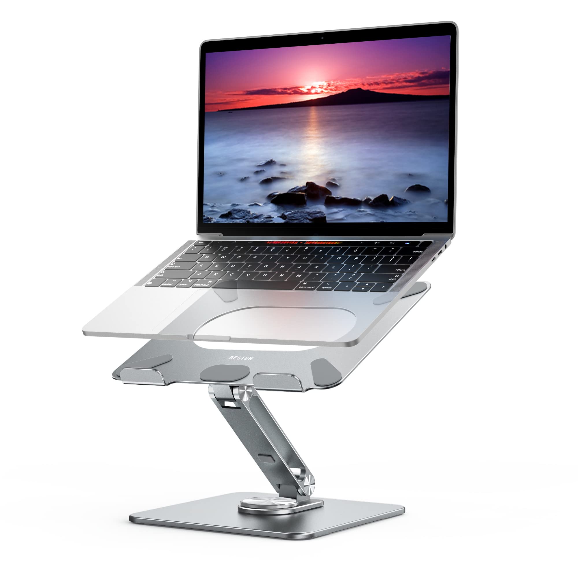 Besign Lsx7 Laptop Stand With 360 Rotating Base, Ergonomic Adjustable Notebook Stand, Riser Holder Computer Stand Compatible Wit