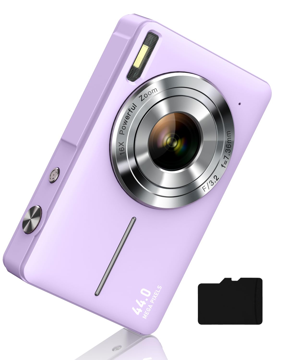 Digital Camera Fhd 1080P, Camkory Kids Camera 44Mp Point And Shoot Digital Cameras With 32Gb Card, 16X Zoom, Two Batteries, Lanyard, Compact Small Camera Gift For Kids Boys Girls Students, Purple