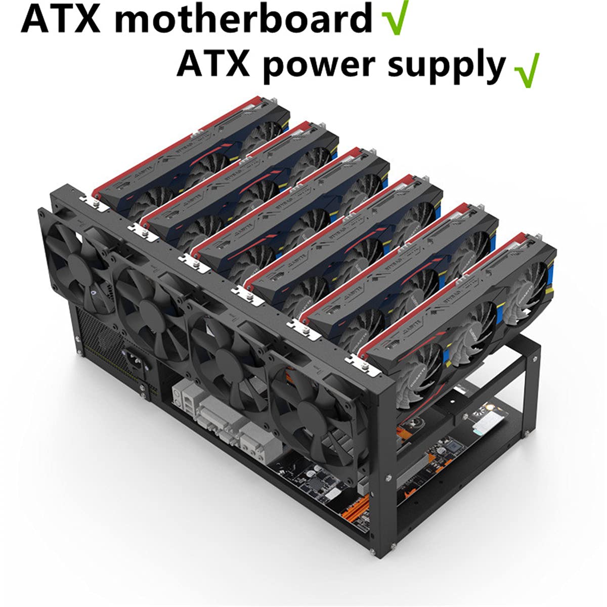 8Gpu Mining Rig Frame, Steel Open Air Miner Mining Computer Frame Rig Case For Crypto Coin Currency Bitcoin Eth Etc Zec Mining Accessories Tools   Frame Only, Fans & Gpu Is Not Included