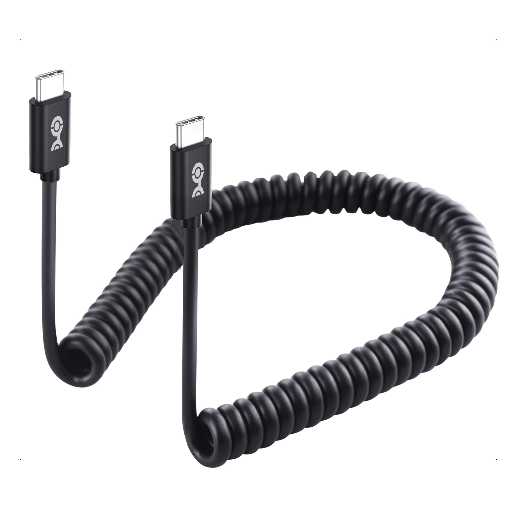 Cable Matters Coiled USB C to USB C Cable 1 4 Feet, Up to [60W Charging, 480Mbps Data Transfer] Compatible with Apple CarPlay, Android Auto, USB C Charger Cable for iPhone 16/15, Galaxy S24, iPad Pro