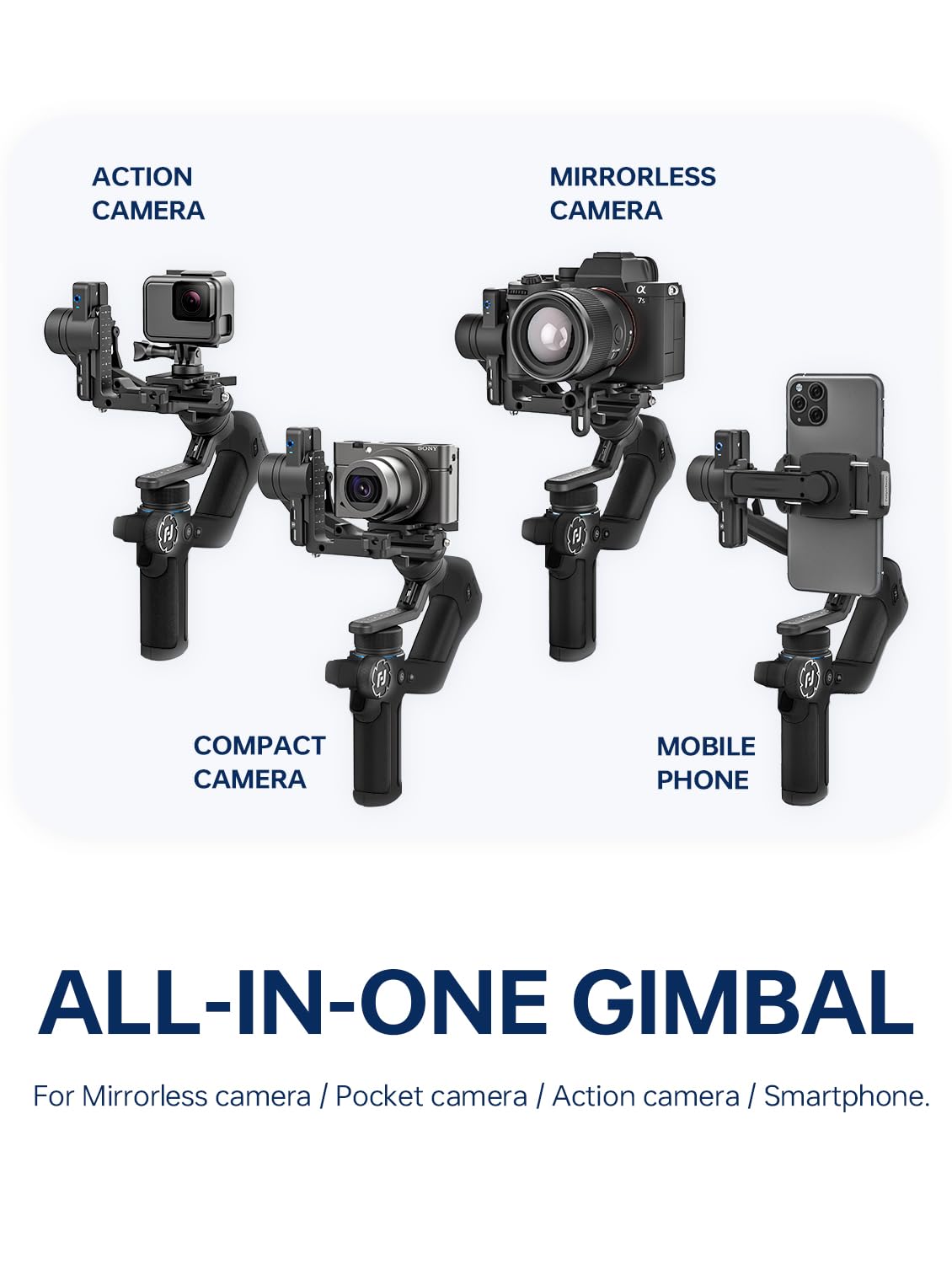 Feiyutech Scorp Mini-2 Combo:Portable Bag+11Carbon Fiber Pole+Fill Light,All In One 3-Axis Camera Stabilizer,Built-In Ai Track