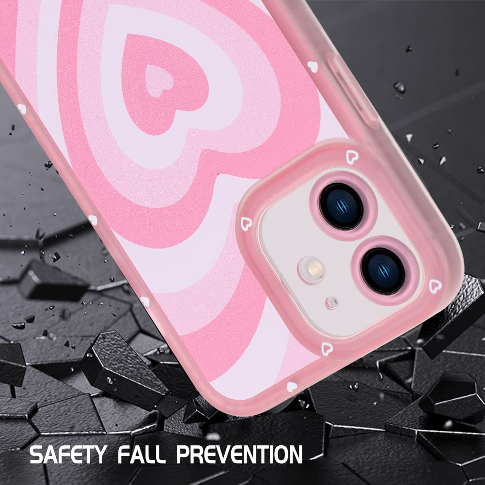 Aigomara Compatible With Iphone 11 Case Pink Heart Print Cute Pink Heart Pattern Case For Women Girl Full Camera Protective Soft