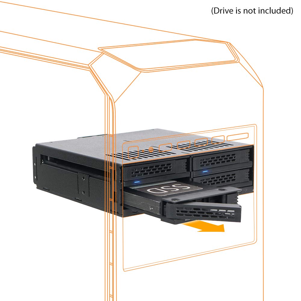 ICY DOCK 4 Bay 2.5' SAS/SATA HDD & SSD Hot Swap Cage for External 5.25' Bay | ExpressCage MB324SP B