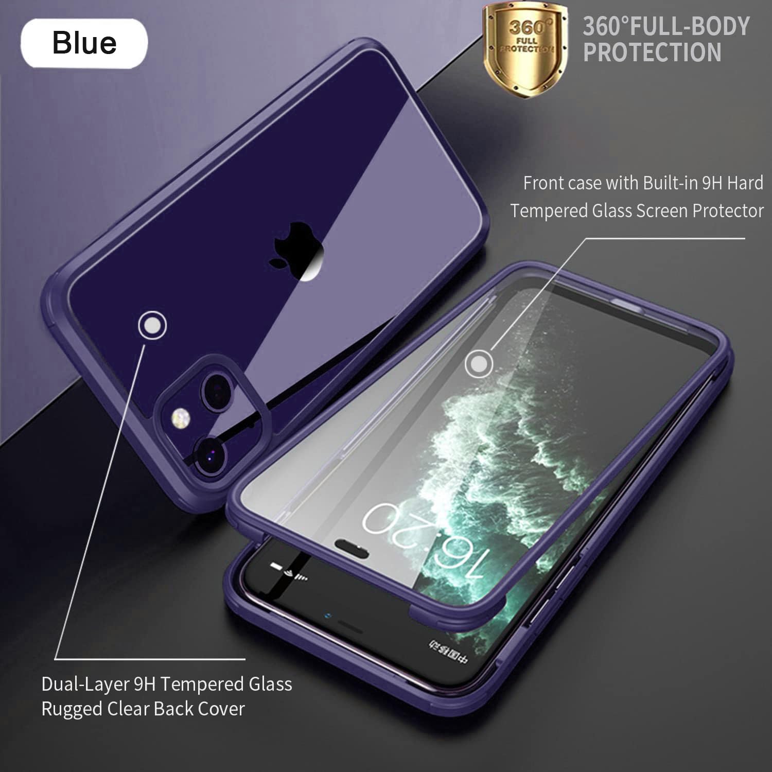 Ubunu Iphone 13 Mini Case With Screen Protector [Built In 9H Hard Tempered Glass Touch Sensitive] [360 Full Body Protective] Cle