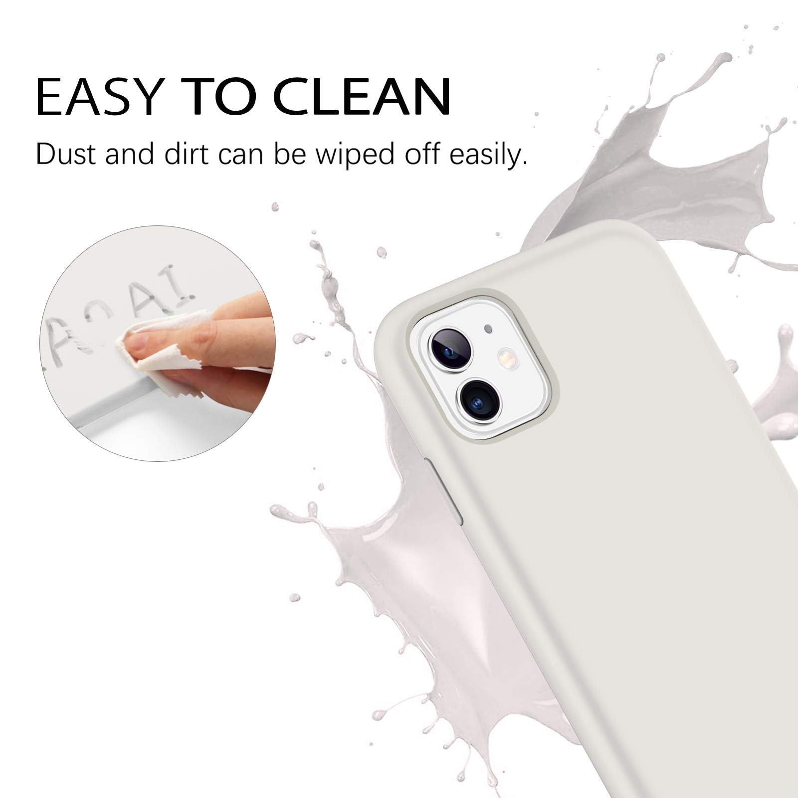 DUEDUE iPhone 11 Case Slim Shockproof Liquid Silicone Stone 6.1 inch