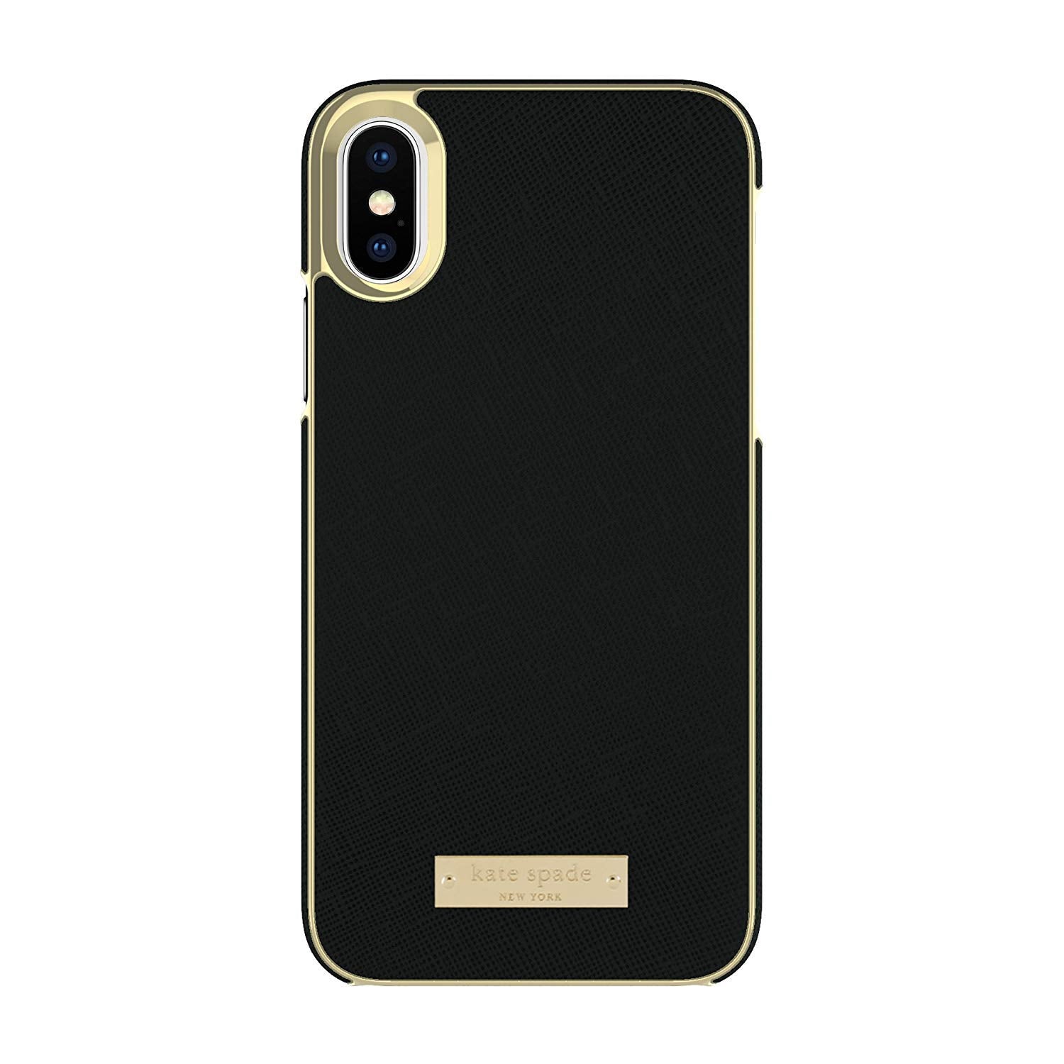 Kate Spade New York Saffiano Wrap Case For Iphone Xs/X   Black And Gold