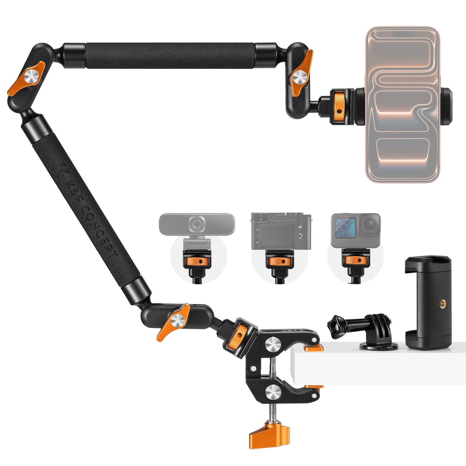 K&F CONCEPT 22 Magic Arm Clamp Kit, Overhead Desk Camera Mount