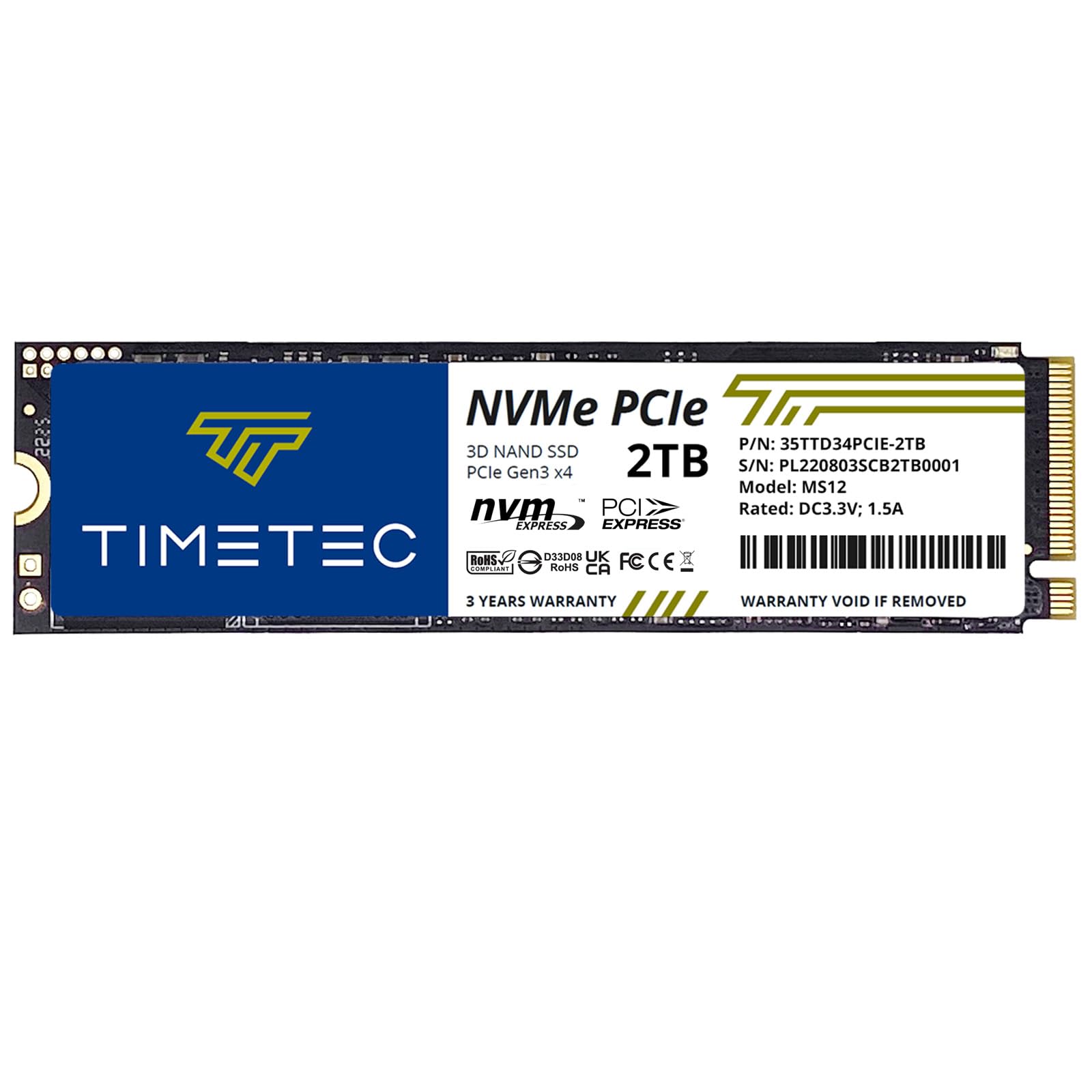Timetec 2Tb Ssd Nvme Pcie Gen3X4 8Gb/S M.2 2280 3D Nand High Performance Slc Cache Read/Write Speed Up To 3,400/3,000 Mb/S Internal Solid State Drive For Pc Laptop And Desktop
