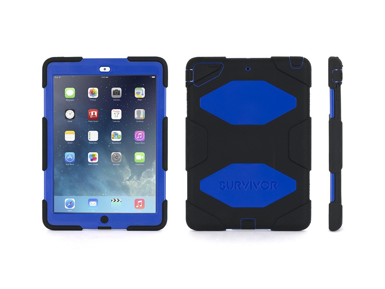 Apple Ipad Air Griffin Survivor Case, Black, Blue (Gb36403)