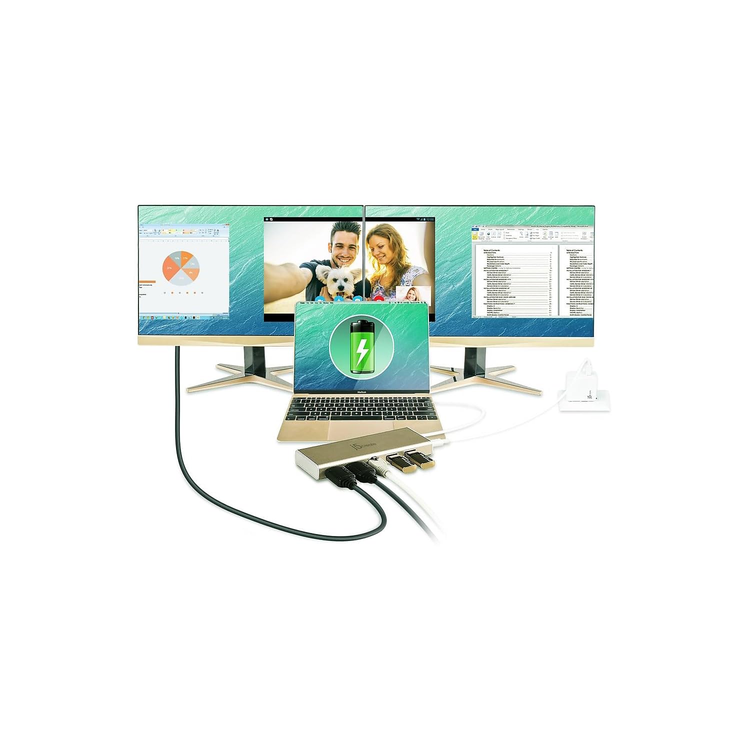 J5Create Usb-C Mini Dock- Type C Hub With 2X Hdmi, 2X Usb 3.0, Ethernet, Power Delivery 2.0 (Jcd381)