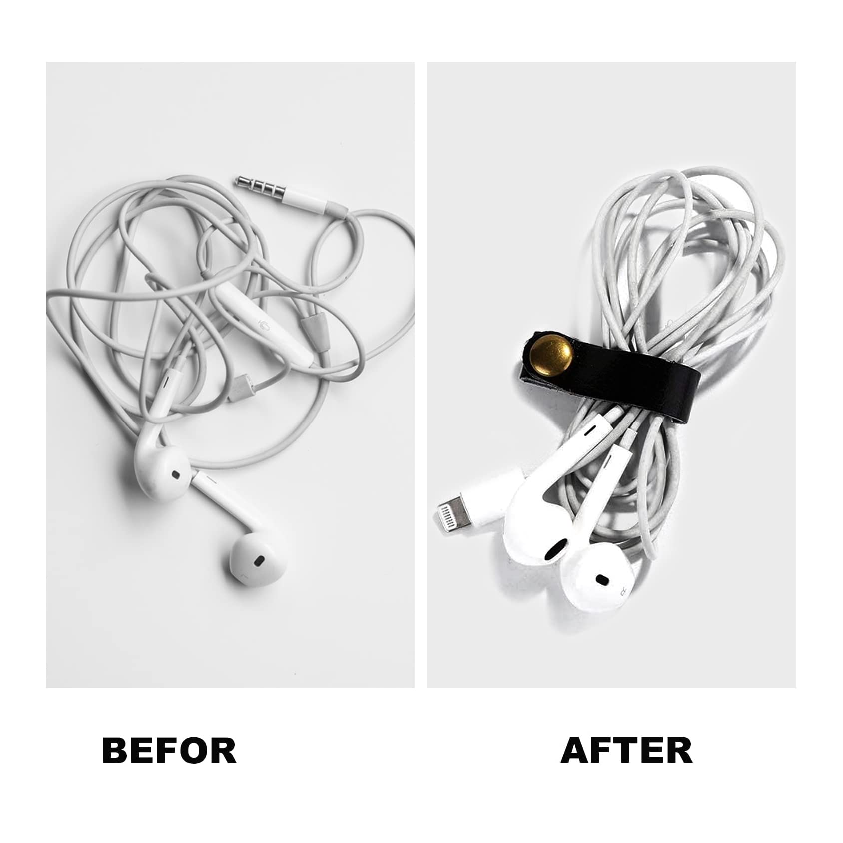 Viaky 24 Pieces Reusable Leather Cable Ties, Adjustable Cord Organizer Portable Earphone Winder Usb Wire Clips Management   2 Si