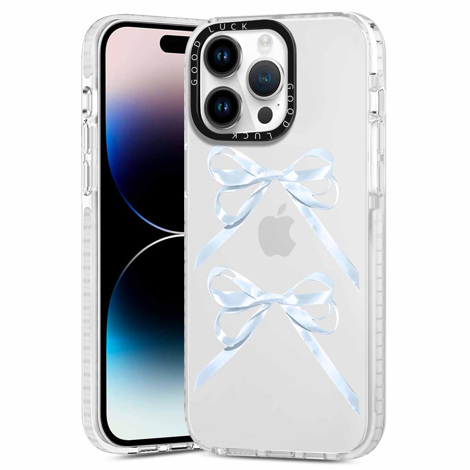 Rumdey 2 Pack Clear Bow Phone Case For Iphone 14 Pro Max 6.7 Inch, Cute Aesthetic Pattern Design Protective Soft Slim Shockproof