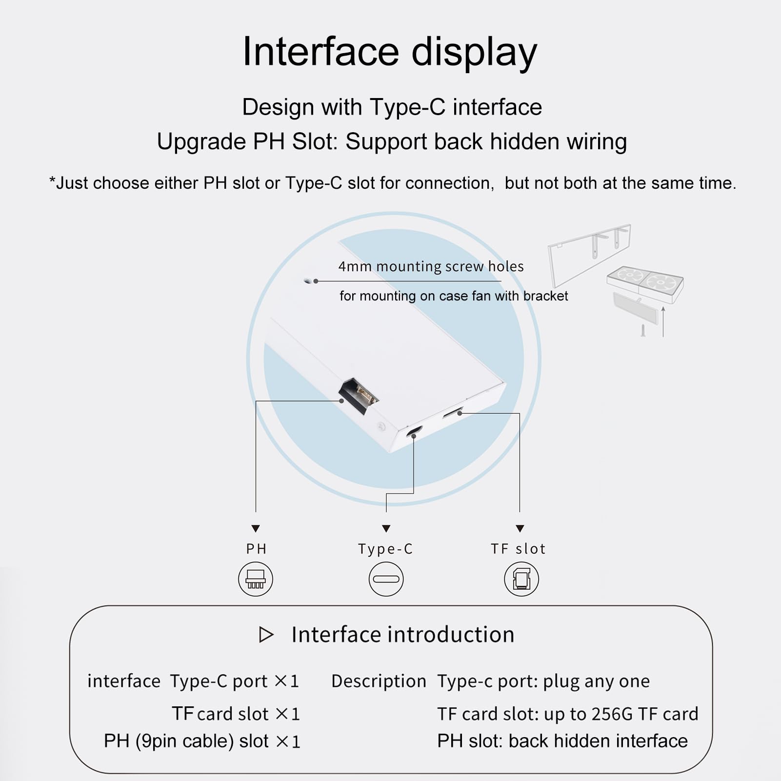 Wownova 8.8'' Computer Temp Monitor (Dynamic Theme Supported), 1 Click 1 Cable To Get Started Quickly Pc Temperature Display Sen