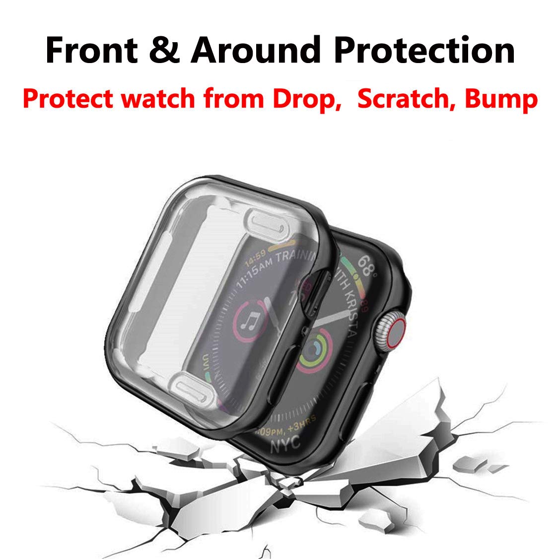 Hankn 4 Pack 45Mm Case Compatible With Apple Watch Series 9 8 7 45Mm Screen Protector Case, Soft Tpu Full Coverage Plated Shockp