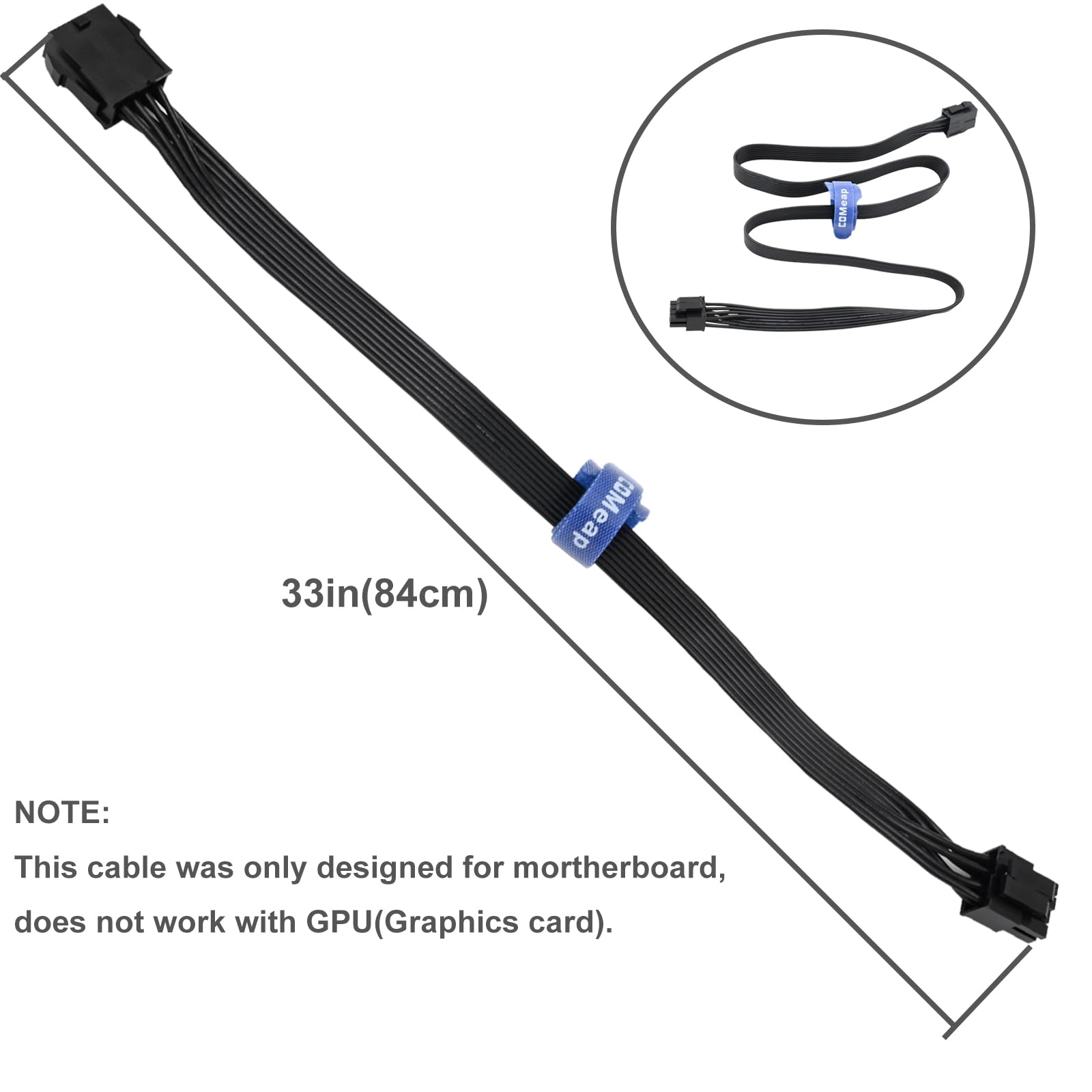 Comeap Cpu 8 Pin Extension Cable Cpu 8 Pin Female To 8 Pin(4+4) Male Eps 12V Extension For Motherboard (Not Pcie Vga) 33 Inch (8