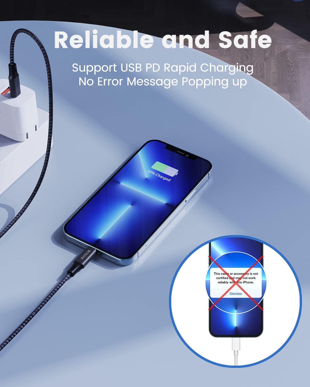 Scruak Extra Long Iphone Charger Cord 20Ft, [Mfi Certified] 20 Ft Usb C To Lightning Cable Fast Charging Nylon Braided Iphone Ch